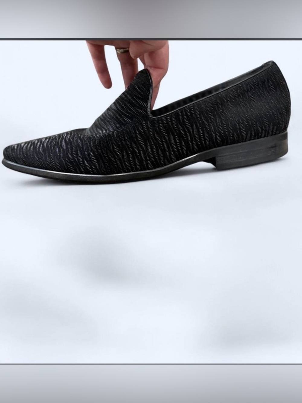 Karl Lagerfeld Paris Black Textured Loafers Mens 9.5 Dress Shoes